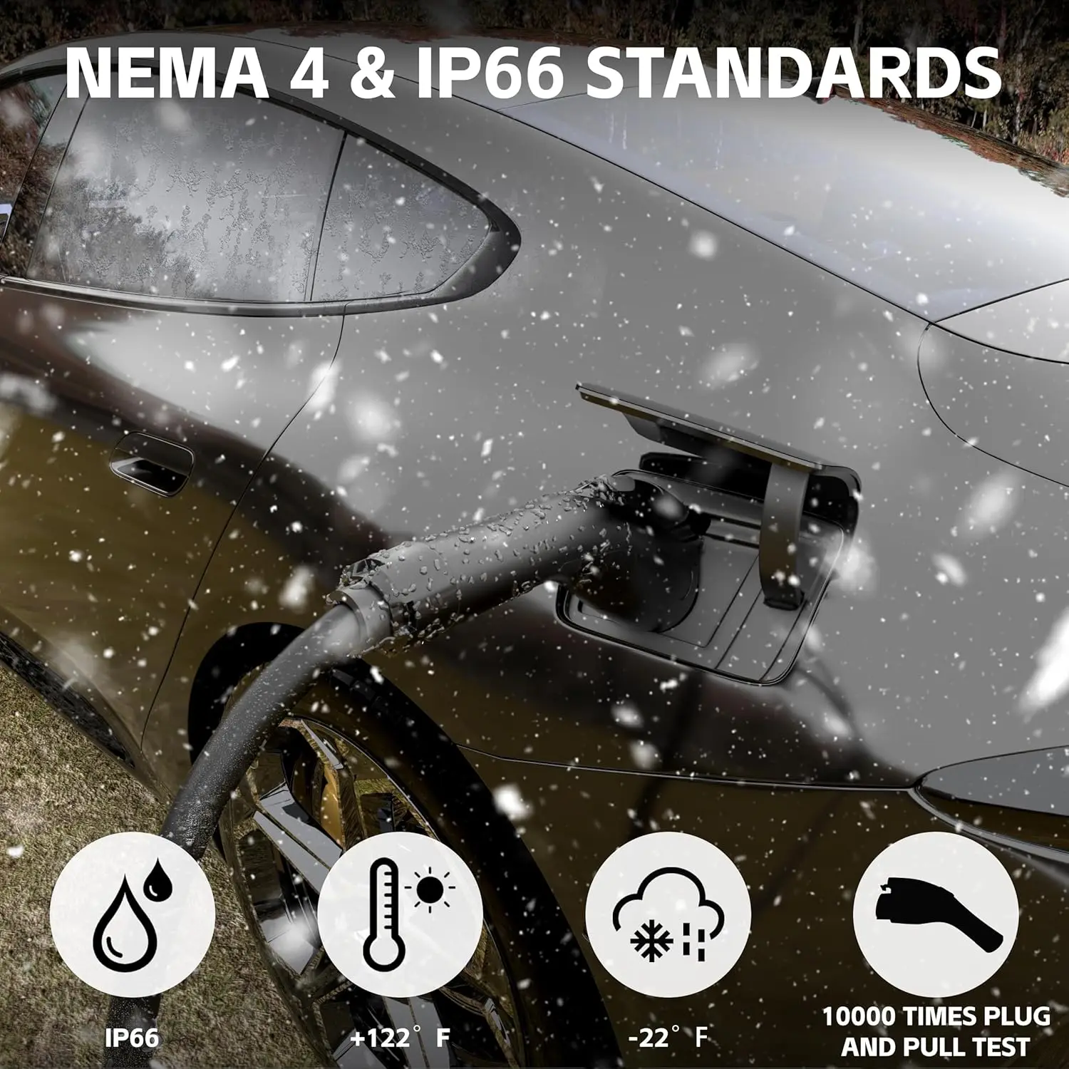 شاحن EV محمول 40 أمبير 9.6 كيلو وات، NEMA 14-50، 240 فولت J1772، كابل 25 بوصة، محطة شحن EV للمنزل الذكي #4