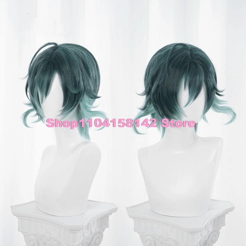 Anime Mukami Azusa Cosplay Vampire Wig Game DIABOLIK LOVERS Green Curl Hair Wig Prop Set Holloween Party RolePlay Outfit for Men