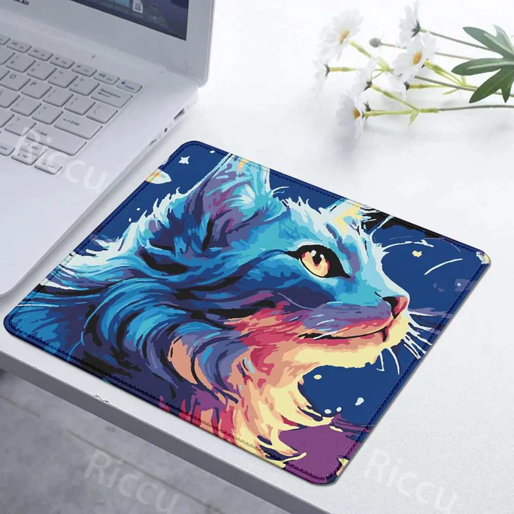 Cute Starry Sky Cat Keyboard pad lockedge Extended teclado Small mousepad kawaii Pink Purple Office desktop protection mouse pad