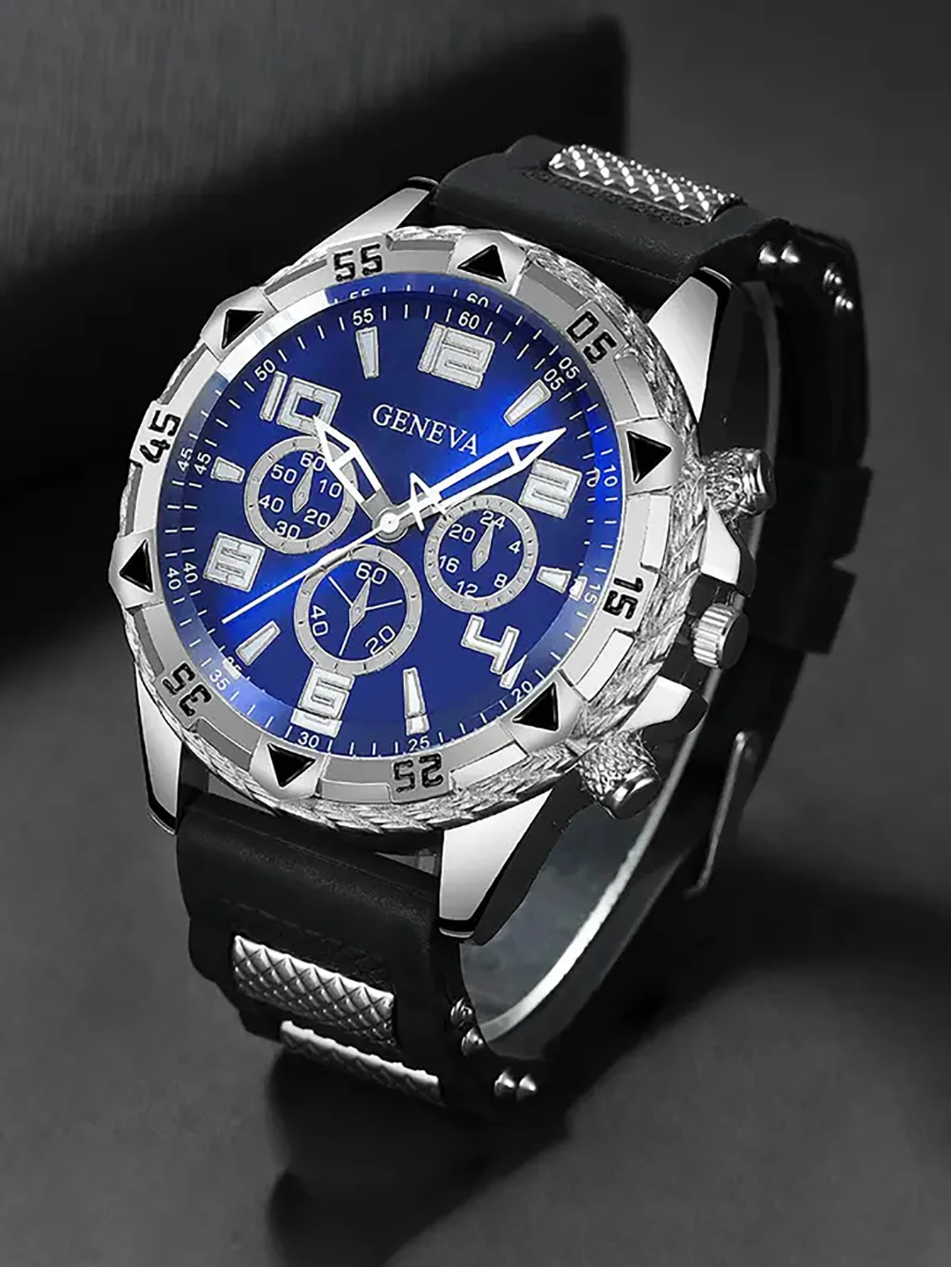 Men's round Case Quartz Watch And Bracelet Set Suitable for Daily Wear Birthday Gift，NO BOX