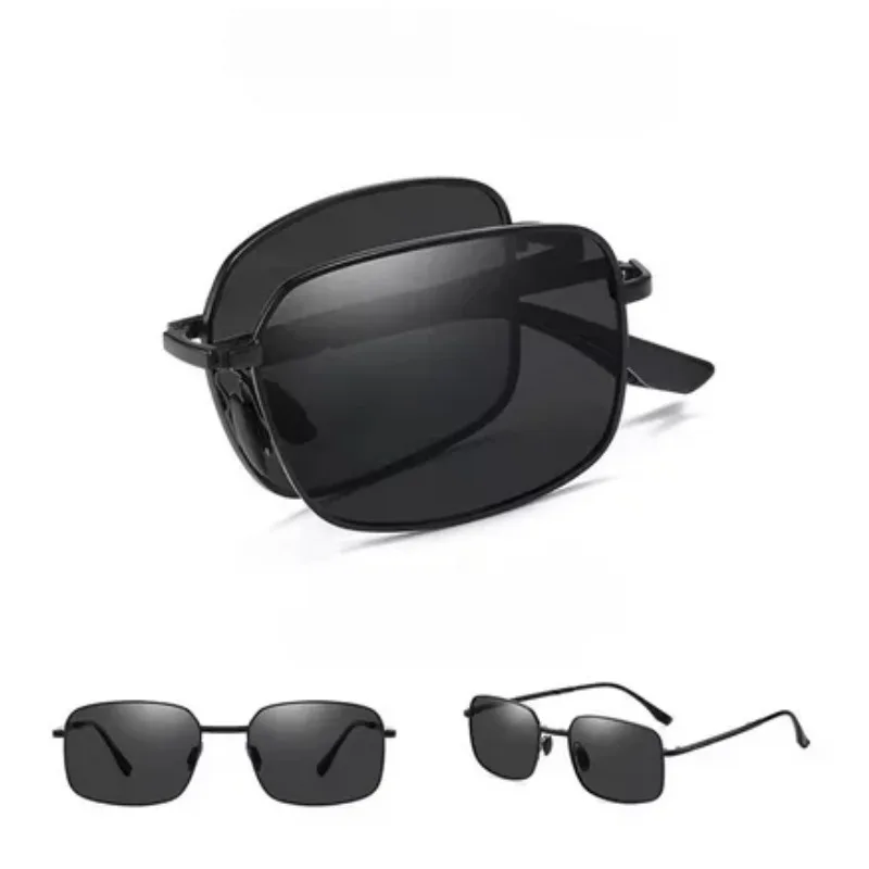 Polarisierte Faltbare Sonnenbrille für Herren Tag- und Nachtfahrten Dual-Use Quadratische Farbwechselnde Fahrbrille – Detail 6