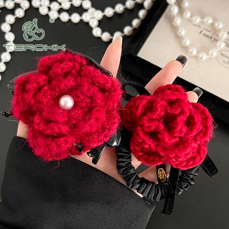 Mode Elegante Roos Bloem Haarklauw Voor Vrouwen Meisjes Zoete Veelzijdige 3D Bloem Haar Clip Ring Prachtige Haaraccessoires Geschenken