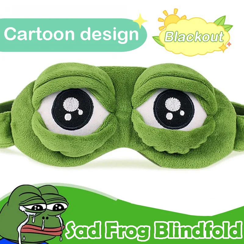 3D Sad Frog Sleep Mask Natural Sleeping Eyeshade Cover Shade Eye Patch Women Men Soft Portable Blindfold Travel for Kid Gift