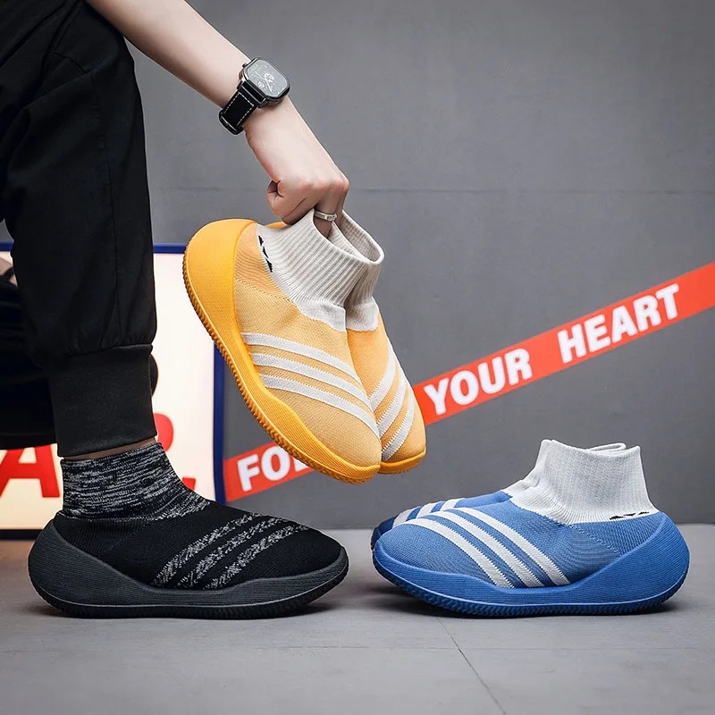 2025 Trendy Man Flats Slip On Casual Sock Shoes For Men Designer Fashion High Top Breathable Sneakers Lightweight Zapatos Hombre