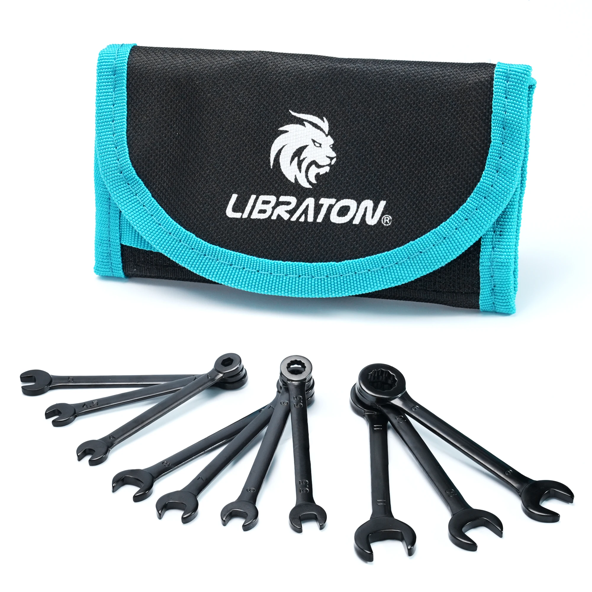 Libraton-mini Chave Combinada com Bolsa Rolante Aço Carbono Métrico 411 mm Sae 32 16 10 Unidades