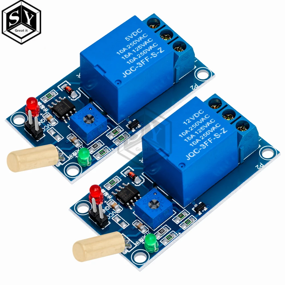 BAISHUN 5V 12v 1 Channel Output Tilt Slant Angle Sensor Relay Module Golden SW520D ball switch tilt sensor module For arduino