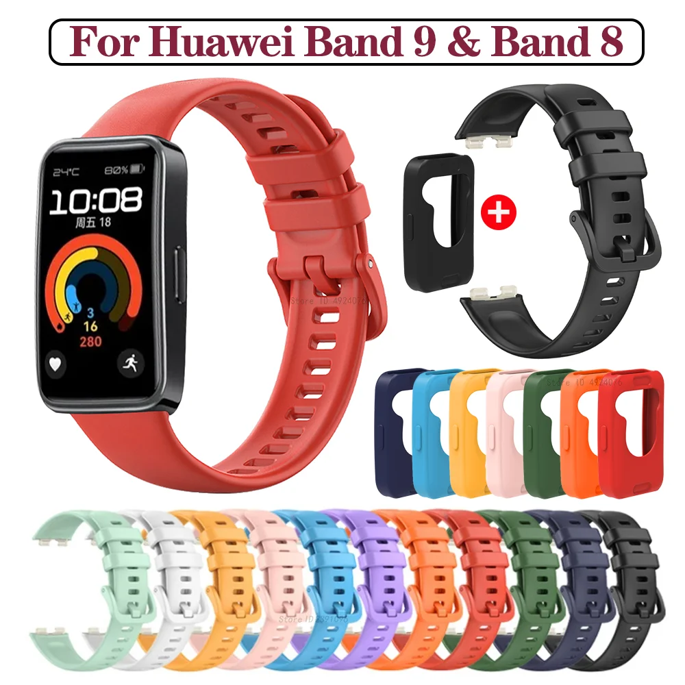 Armband Silikon armband für Huawei Band 9 Armband Ersatz Uhren armbänder für Huawei Band 8 Displays chutz Stoßstange Zubehör