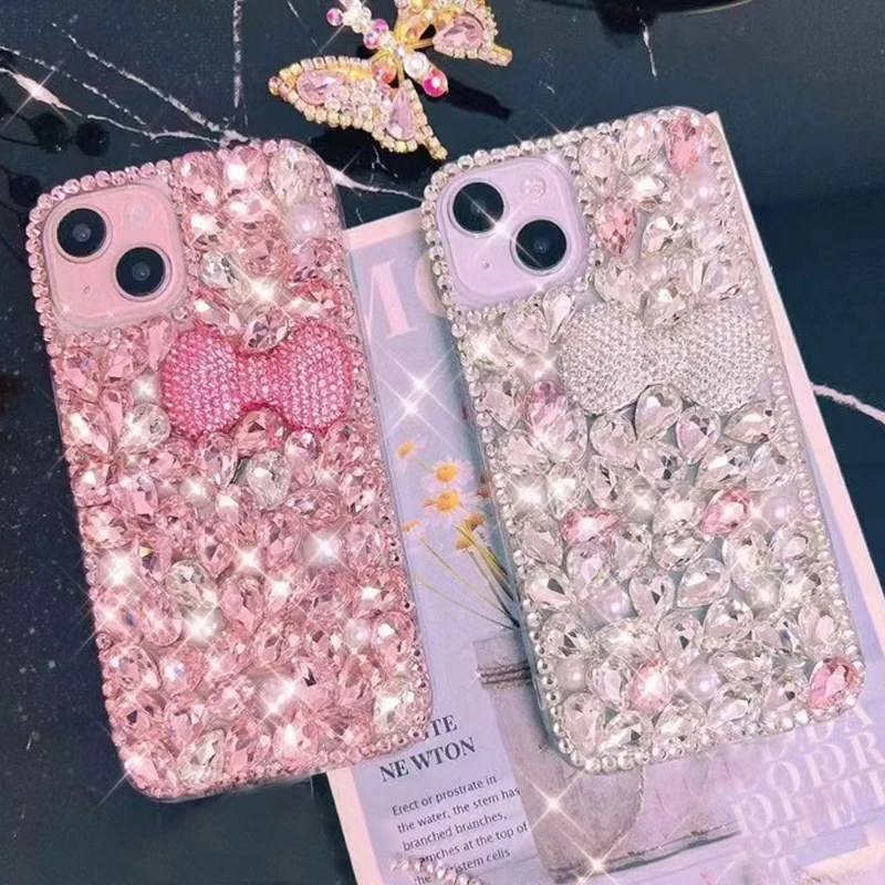 샤오미 레드미 노트 14 13 12 11T 10 9 8 프로 플러스 14S 11 SE 12S 10S 9S 9T 7 보우 블링 라인스톤 블링 폰 케이스