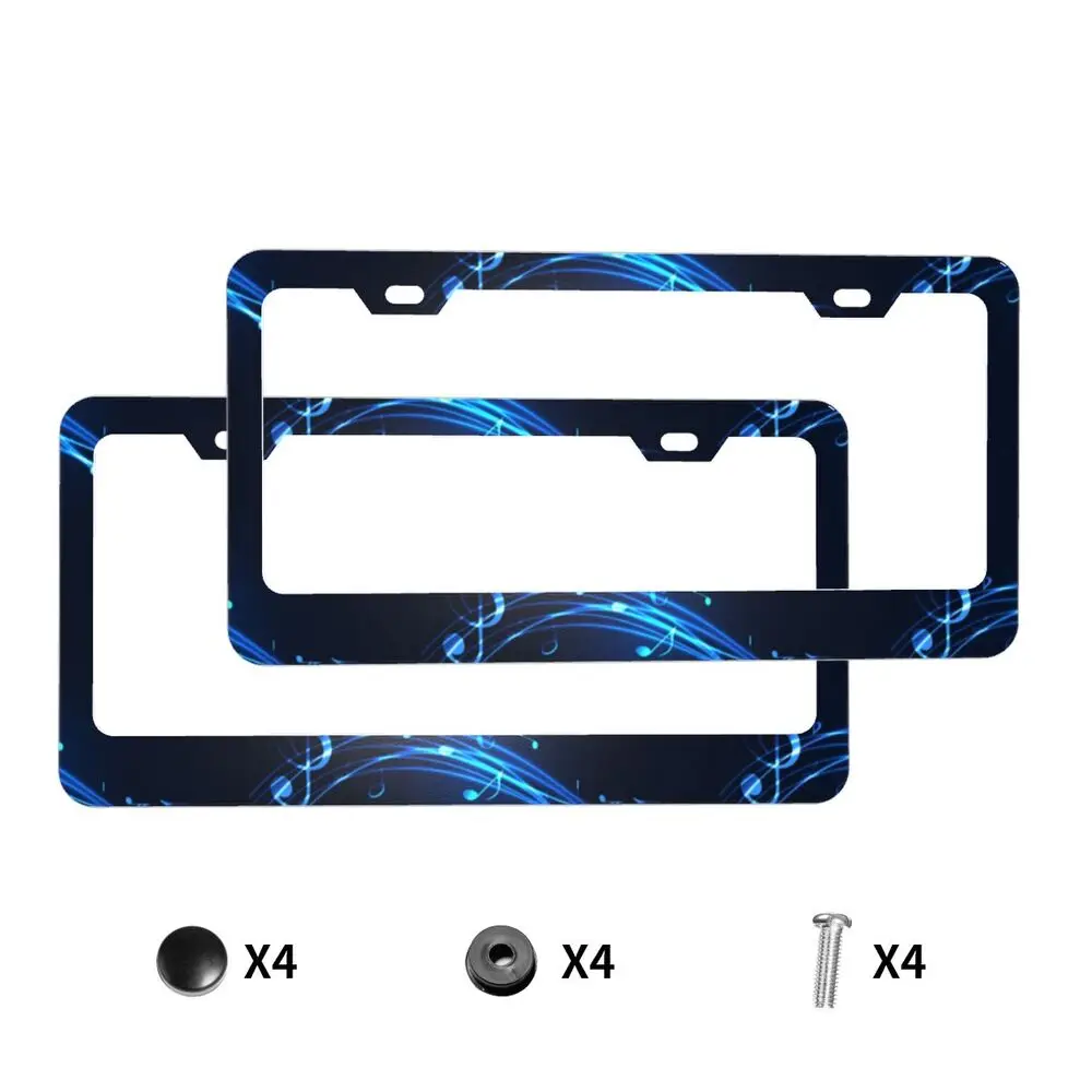 Blue Music Notes 2 PCSPretty  License Plate Frames Car  License Plate Cover Protection Suitable for American Cars Individuation