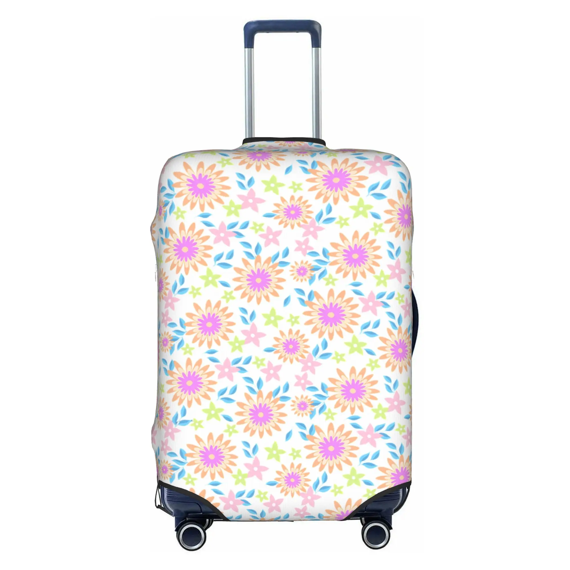 Pink Coral Floral Orchid  Luggage Cover Elastic Cheerful Tossed Bright Spring  Travel Suitcase Protective Covers Fits 18-32 Inch