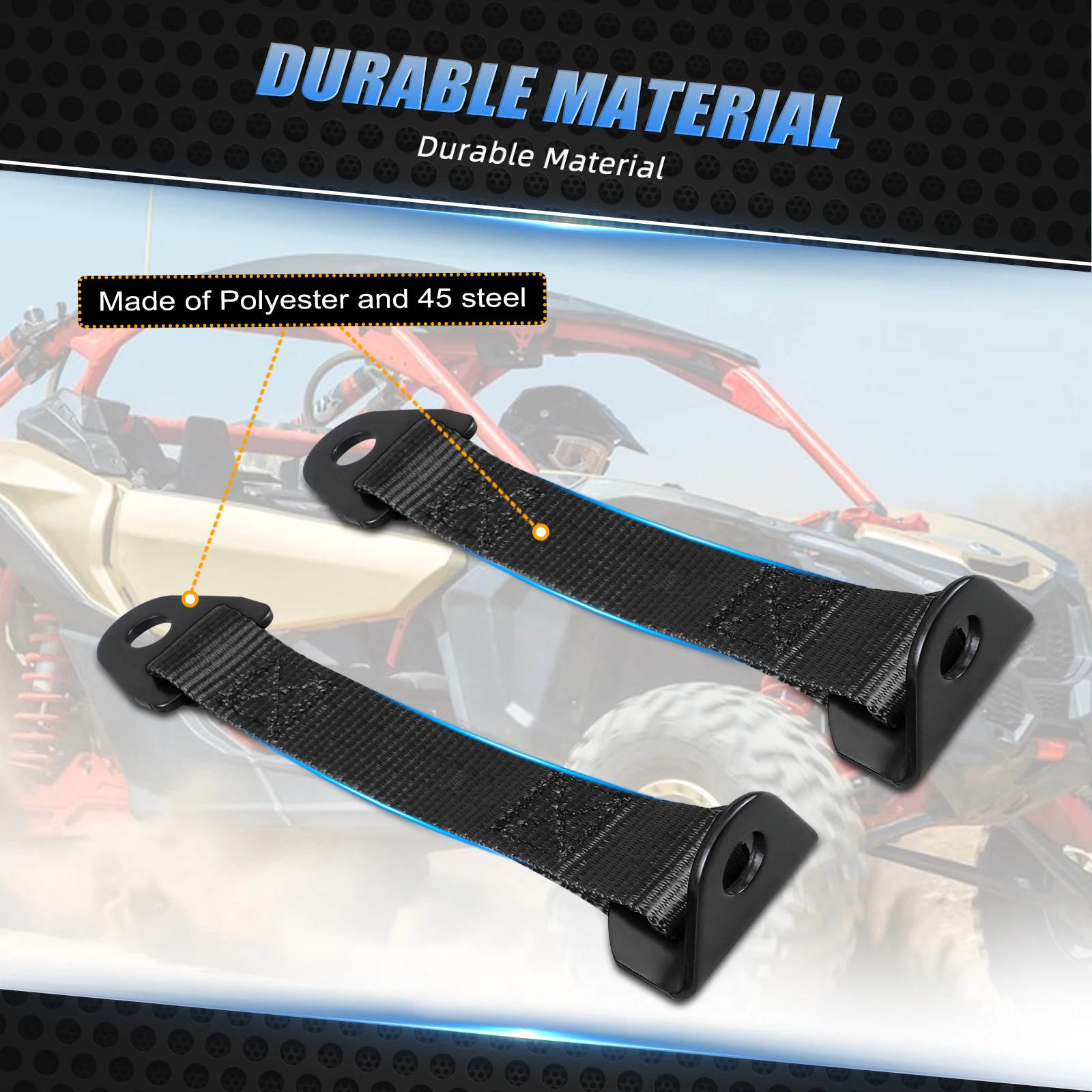 NICECNC For Canam Maverick X3 Polyester & 45 Steel 2PCS Door Limit Straps For Can Am Maverick X3 2017-2022 Secure Your Doors