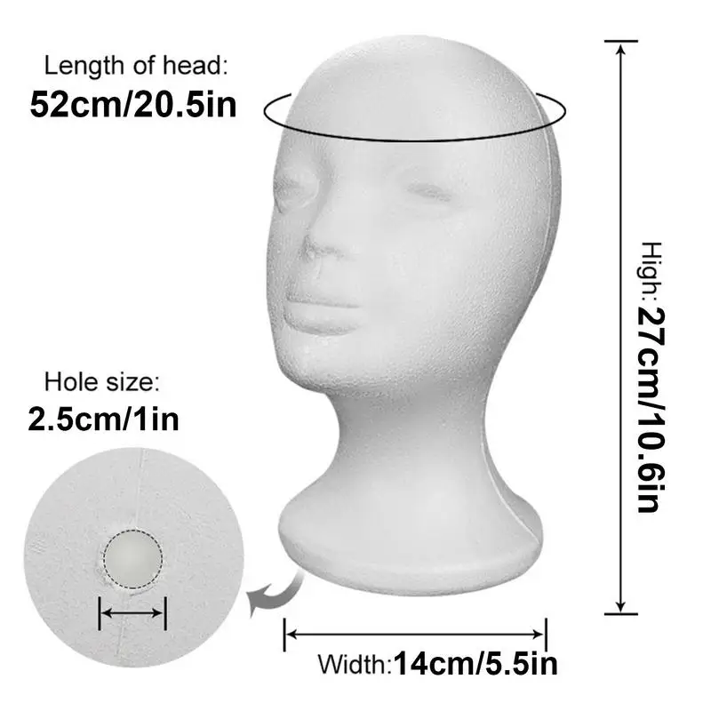 1PC wig mannequin head Female Styrofoam Mannequin Manikin Head Model Foam Wig Hair Glasses Display image 6