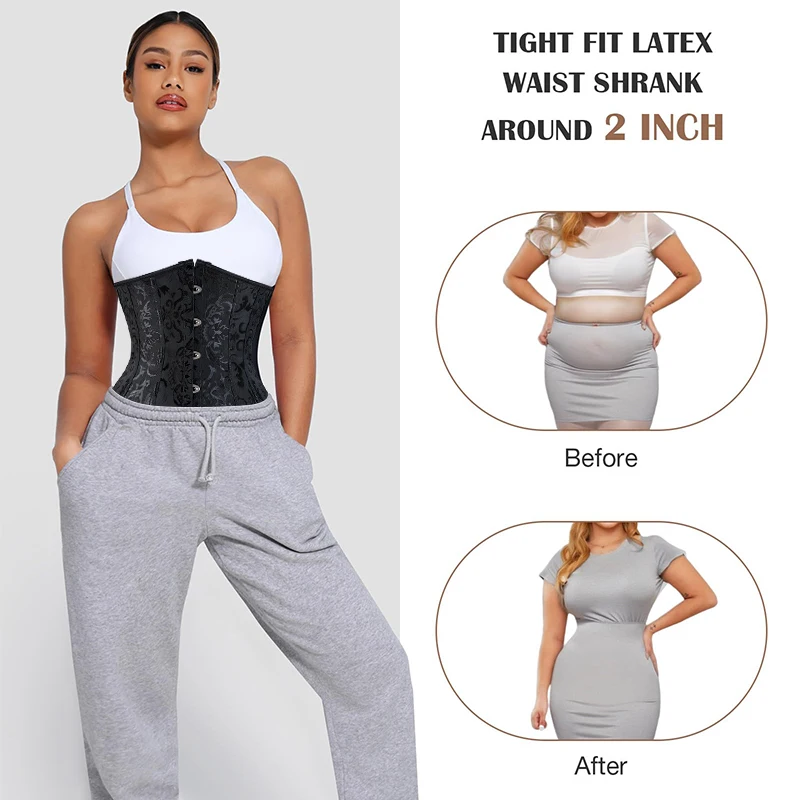 Women's Waist Training Corsets Underbust Shapewear Heavy Duty Steel Boned Hourglass Silhouette Body Shaper Plus Size Bodysuit