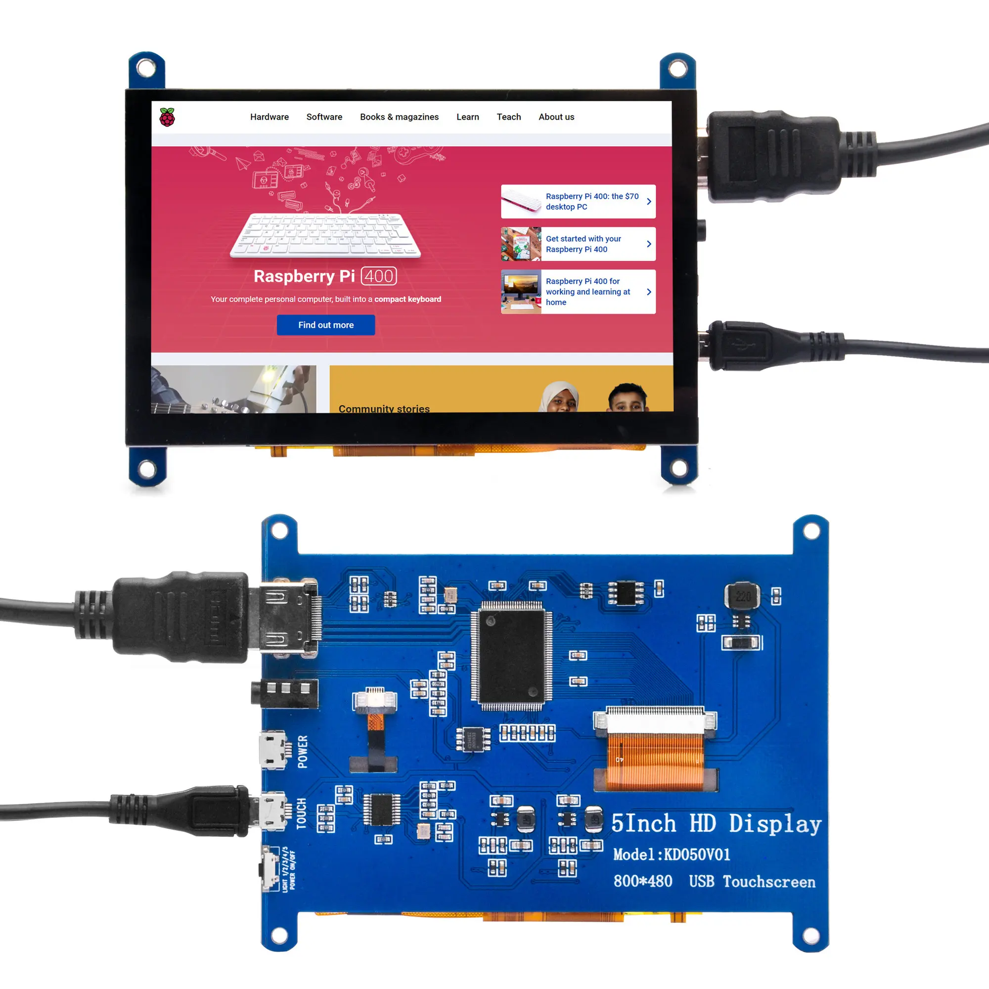 OSOYOO 5 Inch HDMI Capacitive Touch Screen for Raspberry Pi 4 Banana Pi PC and Devices Compatible with Windows 10 8 7 Raspbian U