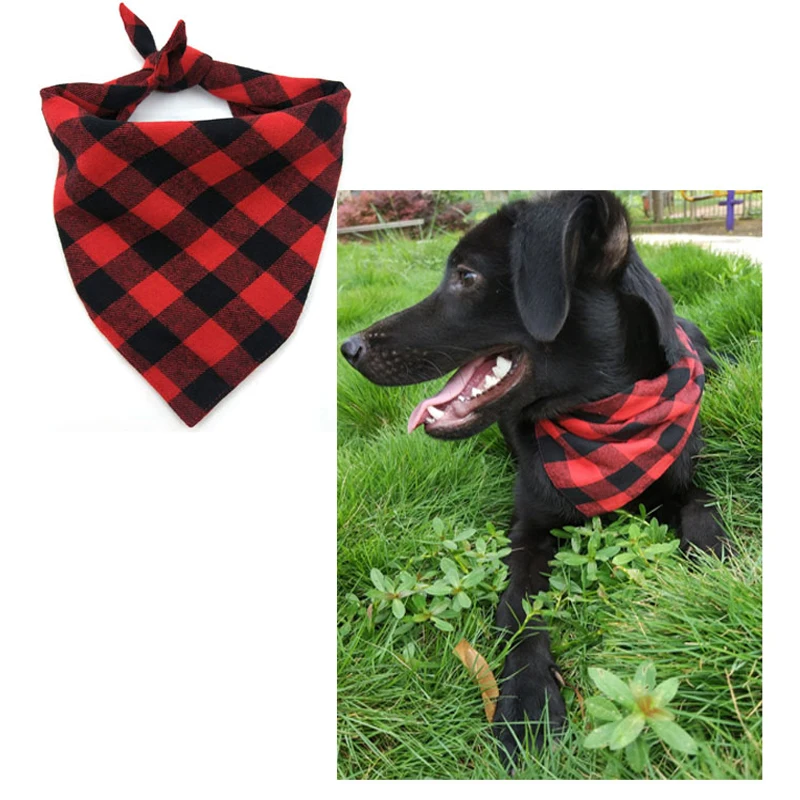 

Dog Bandana Pet Dog Cat Neck Scarf Adjustable Dog Bandana Tie Large Pet Scarf Pet Bandana For Dog Cotton Plaid Washable bow tie