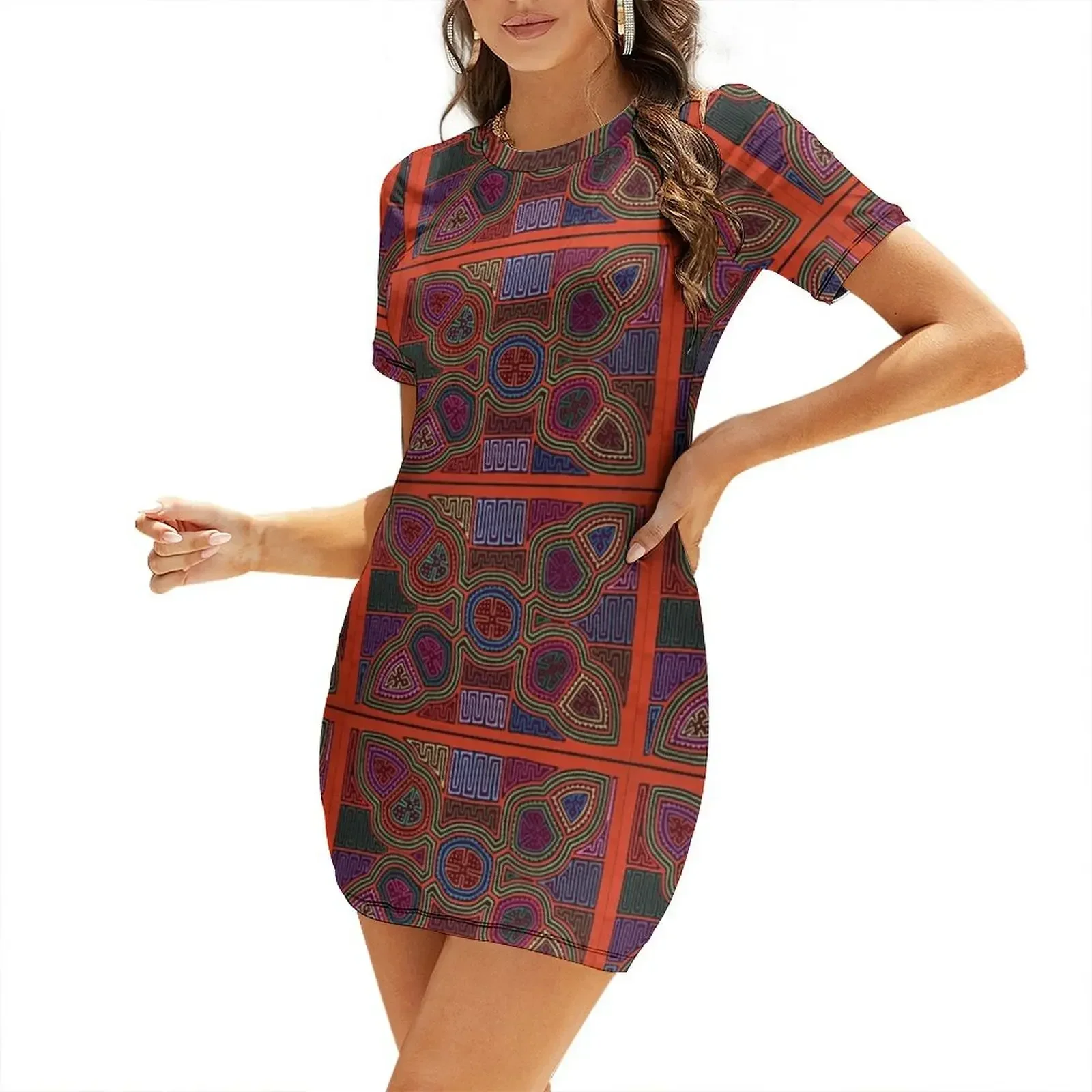 Kuna Mola Pattern Short-Sleeved Dress elegant dresses for women dresses summer woman 2026 sexy dress for women
