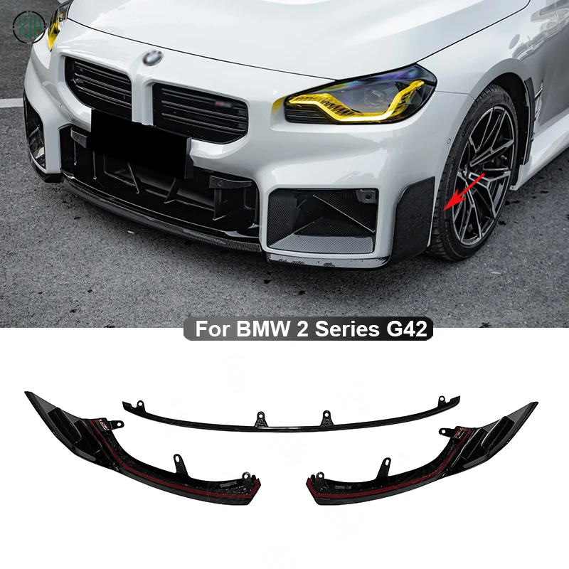 Dry Carbon Fiber For BMW M2 G87 M2 2023+ Car Front Bumper Front Lip Diffuser Chin Spoiler Splitter M style Upgrade Body kit