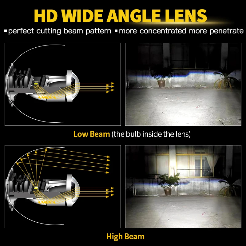 1PCS FOR HaoJue NK150 25W 6000K White Motorcycle Accessories H4 LED Lens Headlight CANbus High Low Beam HS1 MOTO Lamp