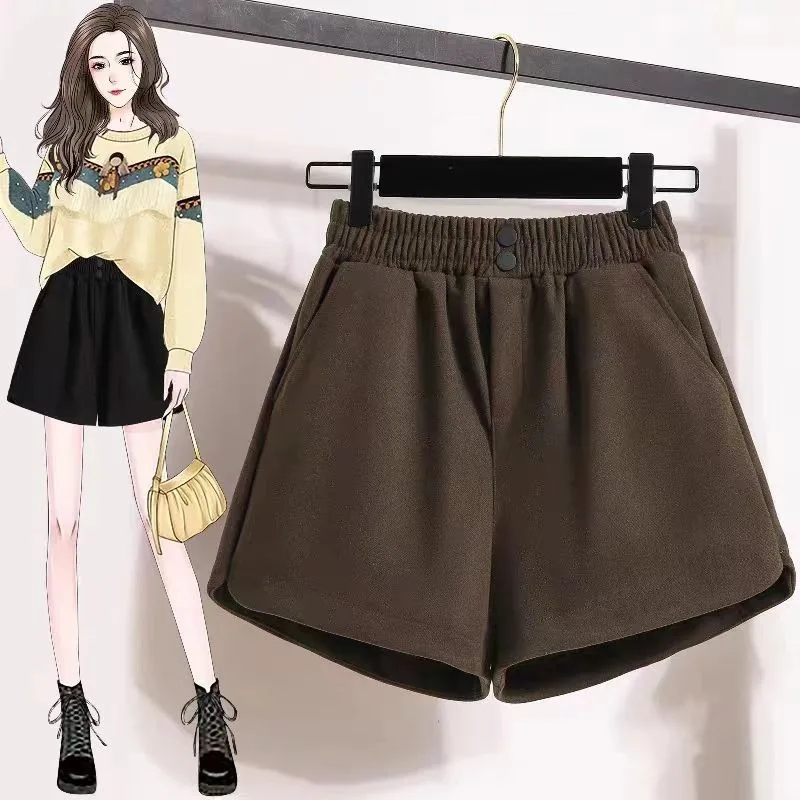 

Shorts Women Elastic High Waist Casual All-match Feminino Fall Winter Mujer Solid Simple Fashion Korean Style Vintage Stylish