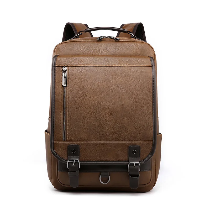 

Business PU Leather Men's Backpack Large Capacity Laptop Backpack Sports Man Travel Backpack Casual College Students School Bag