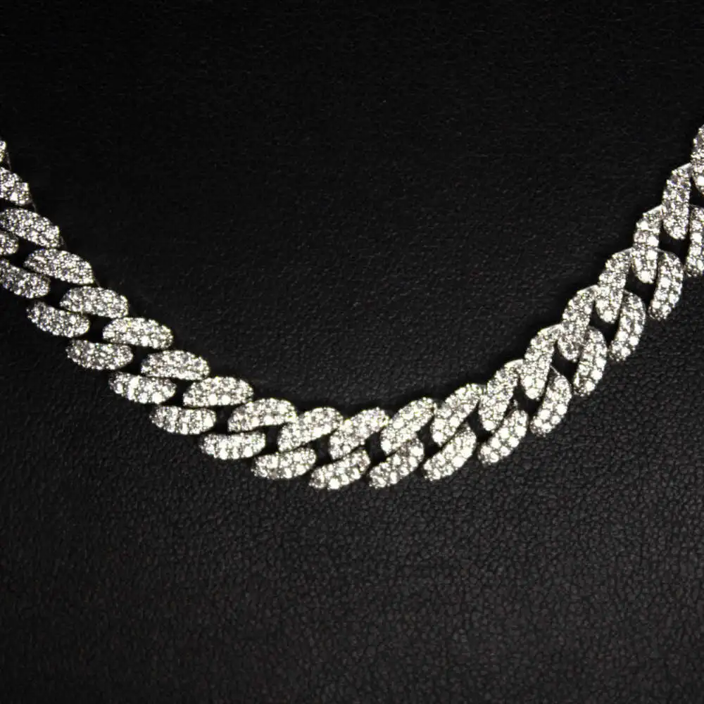 Factory Vvs Mossanite Necklace Miami 2 Rows Sterling Silver 925 6mm Moissanite Cuban Link Chain