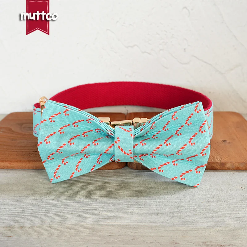 MUTTCO this dog collar with a candy cane pattern printed CHRISTMAS CANDY CANES creating a cheerful and sweet feeling UDC219