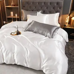 WASART-Juego de ropa de cama de rayón satinado de lujo, funda de edredón blanca de verano, funda de edredón individual, doble, queen, king size, 150/180