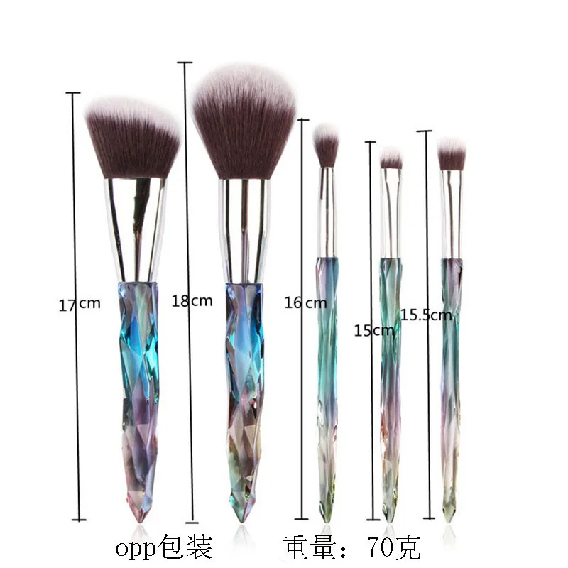 5PCS Diamond Makeup Brush Set Foundation Blush Blend Eyeshadow Lip Gloss Beauty Makeup Brush Makeup Tools Beauty for Make Up