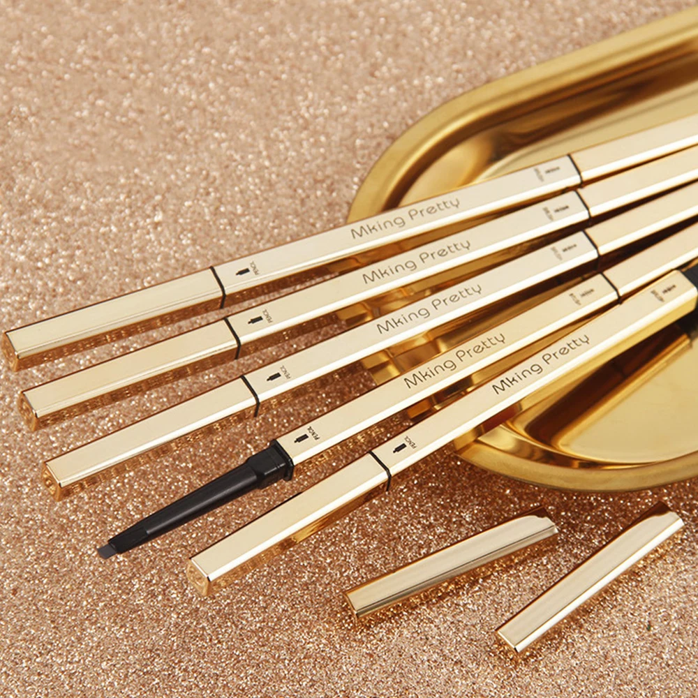 Double Head Auto Rotation Eyebrow Pencil Waterproof And Sweatproof Non-decolorizing Lasting Ultra-fine Core Female Gray Brown