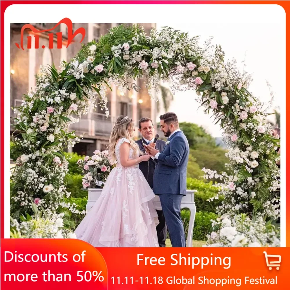 Wedding Arch for Ceremony, Outdoor Garden Trellis for Climbing Plant, Metal Balloon Arches Backdrop Stand with Prongs Base