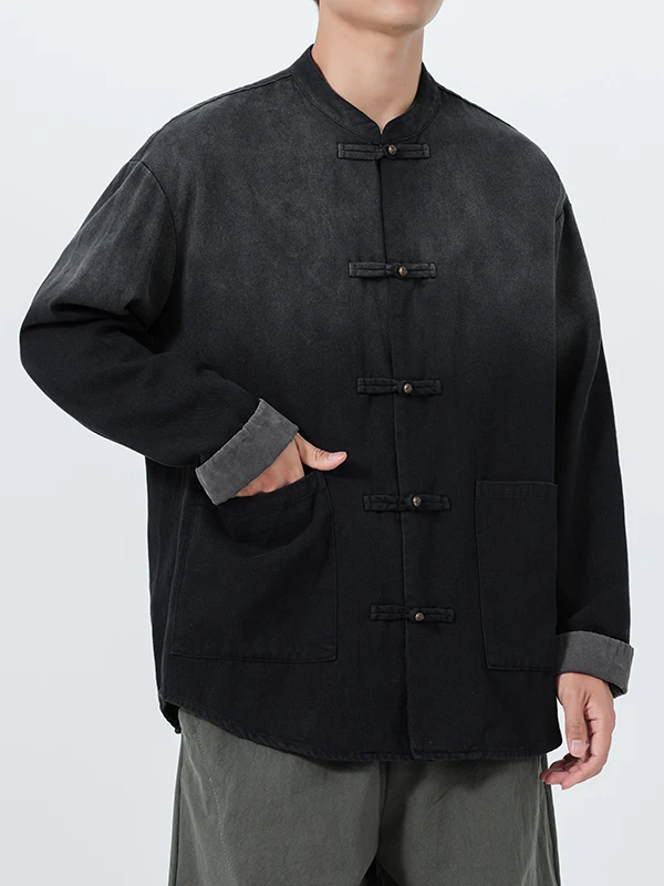 

Waed adient Color Men's Jaet Autumn Winter Copper Button Zhongan Suit Casual Outerwear Youth Trend Loose Fit Chinese ...