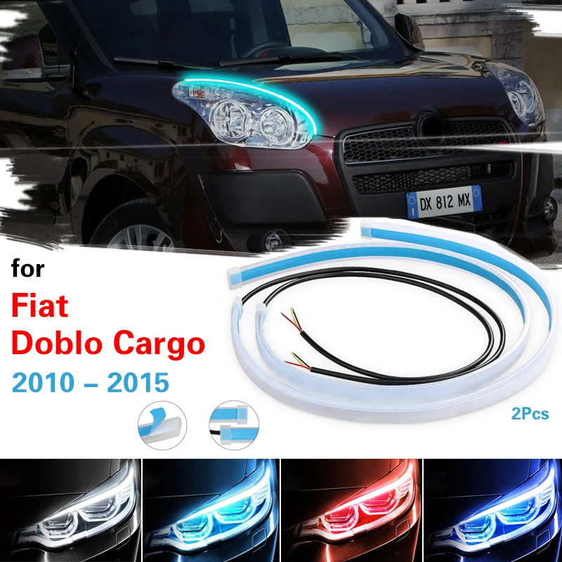 

For Fiat Doblo 2010-2015 2pcs Drl For Cars LED Lighting Strip Daytime Running Lights Waterproof Strips Light 12V Auto Headlight