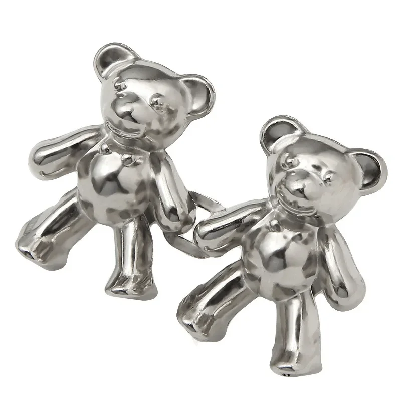 Um botão de metal reutilizável com um pequeno urso padrão de flor destacável e fechado fivela invisível clipe de cinto ajustável feminino