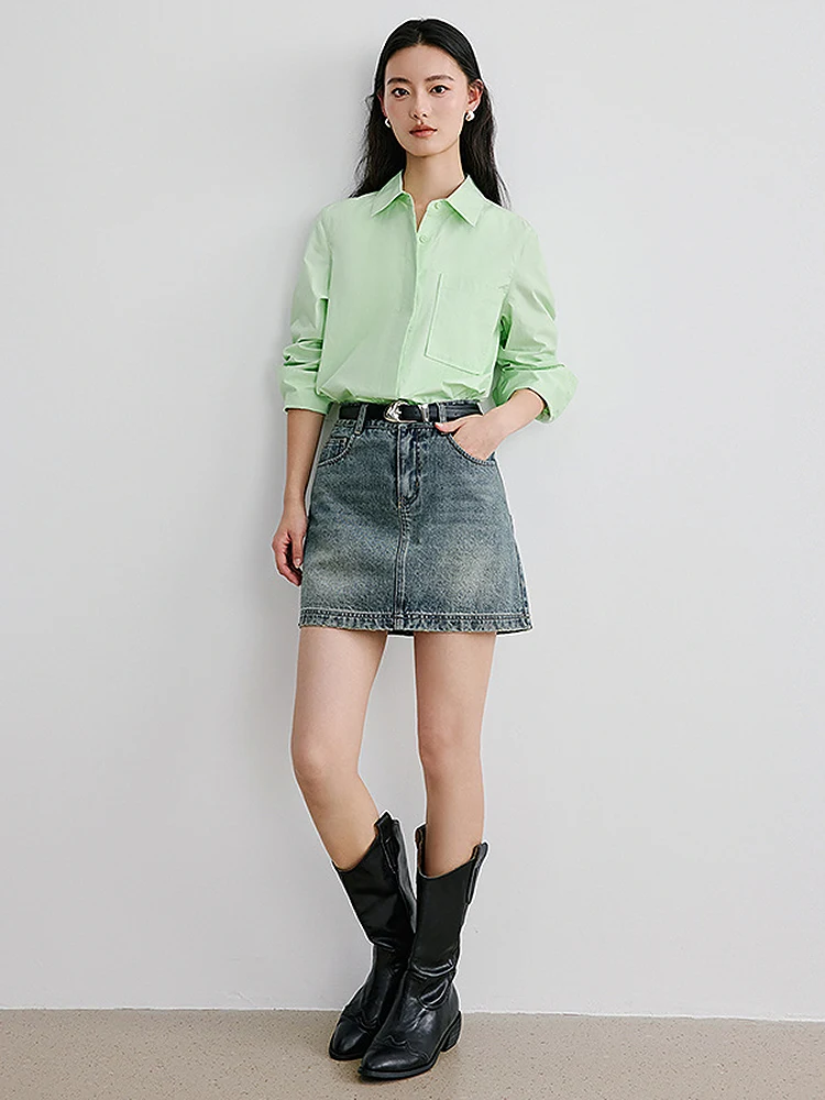 

Simple Casual Cotton irt Spring New Sle Commute Faion Women's Loose Fit Long Sve Collar Warmth Clothing