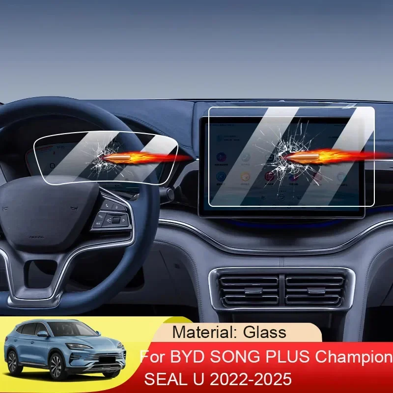 

For BYD SONG PLUS Champion SEAL U 2022-2025 Car GPS Navigation Screen Protect Glass Film Dashboard Display Tempered Sticker
