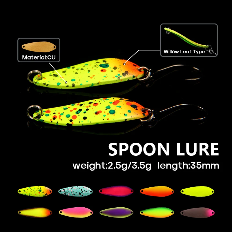 

3 шт., приманка для ложки, 2,5 г, 3,5 г, УФ-светящаяся блесна, светящееся УФ-пальто, струмак для форели, окуня, снасти Pesca