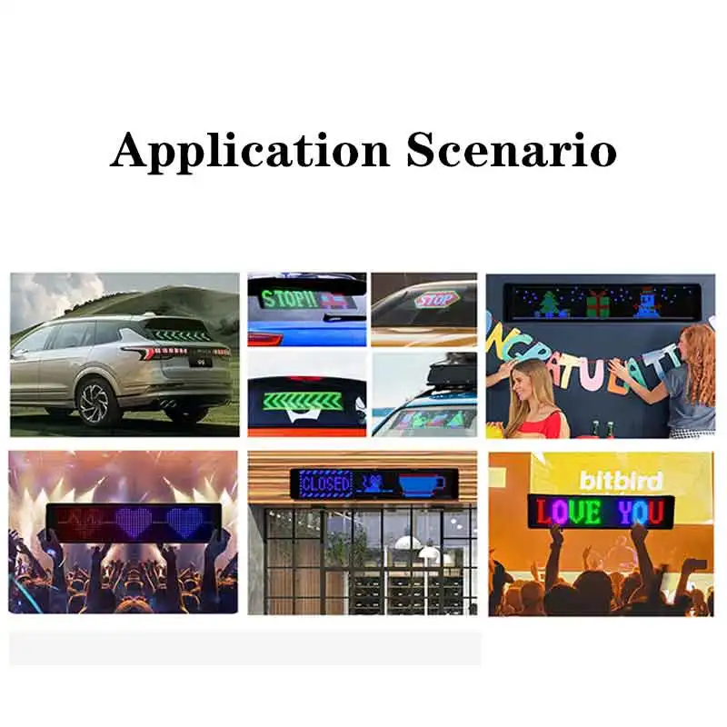 Car LED Display Sign LED Soft Screen RGB Foldable Bluetooth APP Programmable Message Board for Car Rear Window Advertising Light