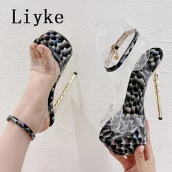 Liyke Crystal Show spogliarellista scarpe trasparenti donna 2024 piattaforme sandali con tacco alto femminile trasparente Sexy matrimonio Stiletto taglia 42