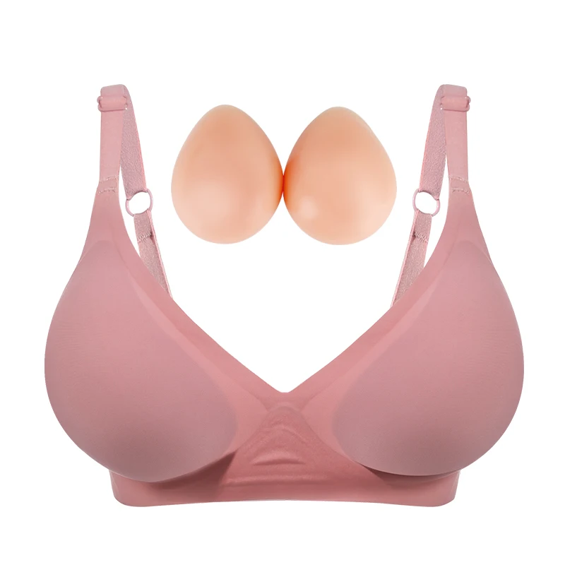 Fake Boobs With Bra Silicone Breast Prosthesis Bra 2-In-1For Crossdresser Transgender Cosplay Post Surgery Change A Cup To E Cup