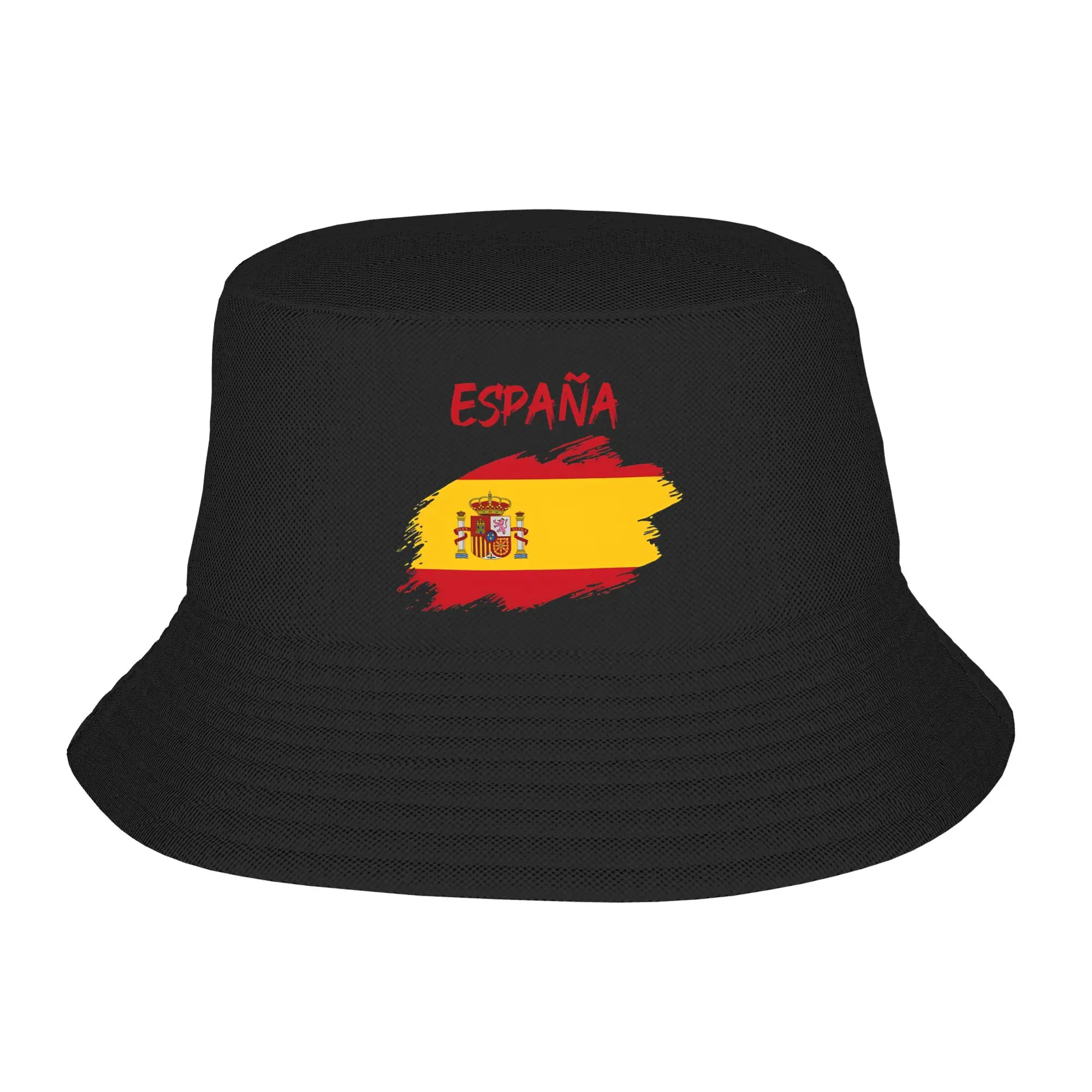 Spain Spanish Flag  Bucket Hat For Unisex  Fisherman Hats Funny Beach Travel Caps Personality Streetwear Graphic Sun Hats