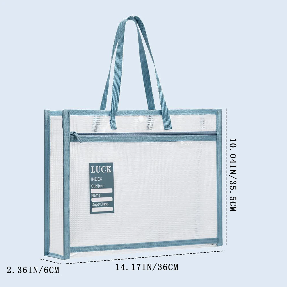 A4 three-dimensional subject classification file bag, thickened zipper double-layer large capacity mesh storage bag