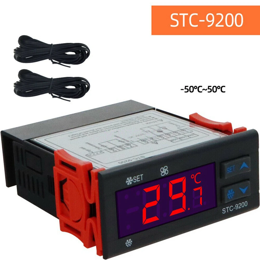 

Tool Temperature Controller Two Sensors 75*34.5*85mm 8A 220VAC AC 220V Digital Gray STC-9200 Included Defrosting