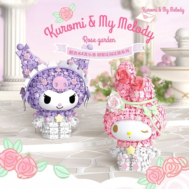 

Sanrio Building Blocks Cartoon Anime Kuromi My Melody Flower Cluster DIY Assembling Toys Girl Birthday Gift