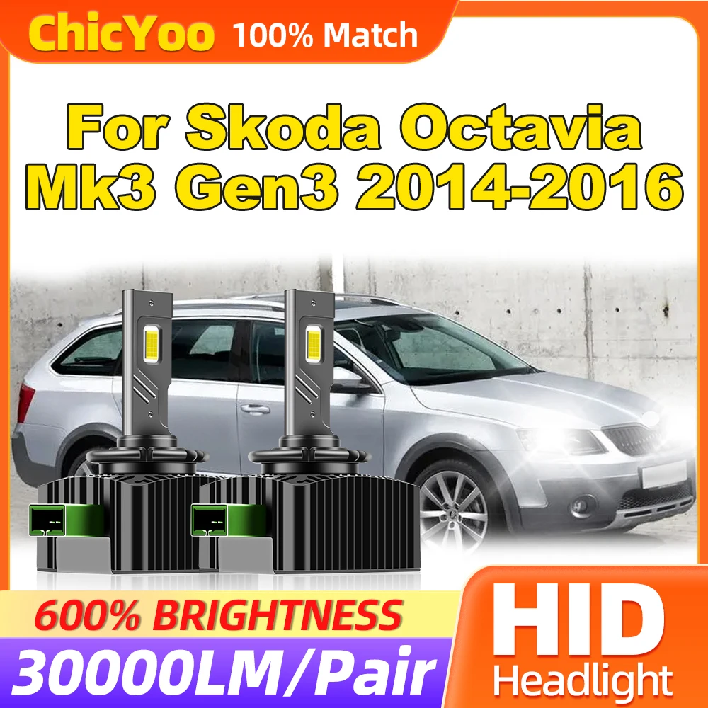 

30000LM Xenon Headlamp Bulbs 120W LED Car Lights 6000K White 12V Xenon Lights For Skoda Octavia Mk3 Gen3 2014 2015 2016