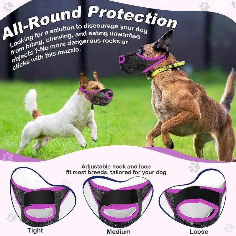 Dog Muzzle Breathable Mesh Dog Muzzle Basket Adjustable Dog Mouth Guard Muzzle with Front Opening Design for Small Medium Large