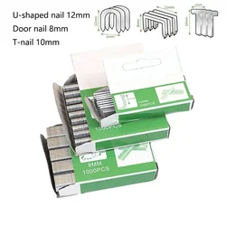 1000Pcs Staples Nails U/ Door /T Shaped Nail Shaped Stapler 12mm/8mm/10mm Staples Nails For Interior Decoration Wood Processing