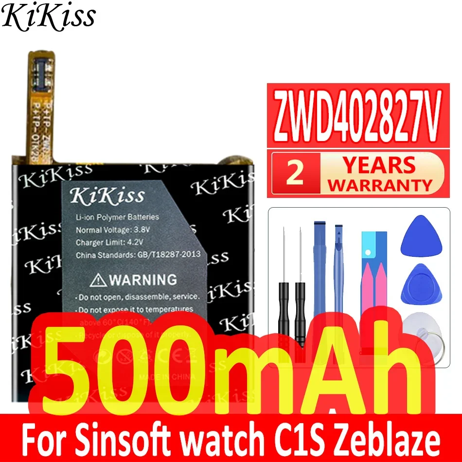 Мощный аккумулятор 500 мАч KiKiss ZWD402827V для полимерных часов Sinsoft watch C1S Zeblaze Thor 3G kw88 pro