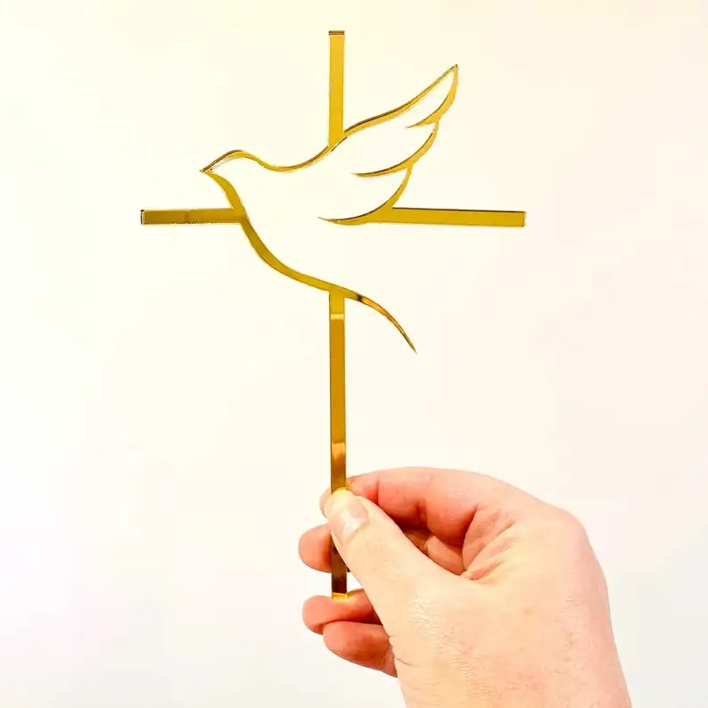 Baptism First Communion Cake Decoration Peace Dove  Topper Christening Acrylic Party Supplies  Decorating Tools