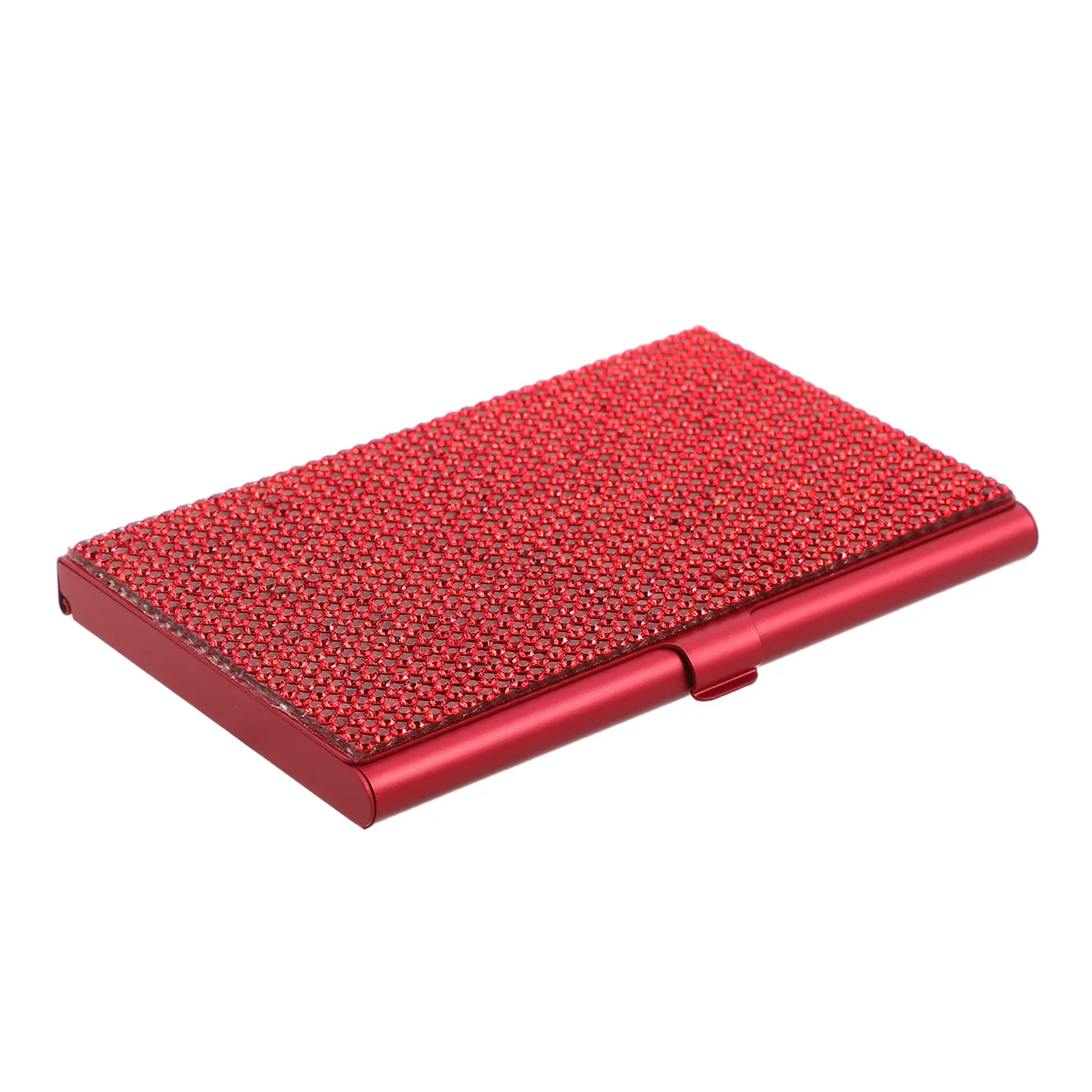 Card Holder Rhinestone Metal Slim Glitter Name Card Case Women Office Travel Portable Case Bling Gifts for Women