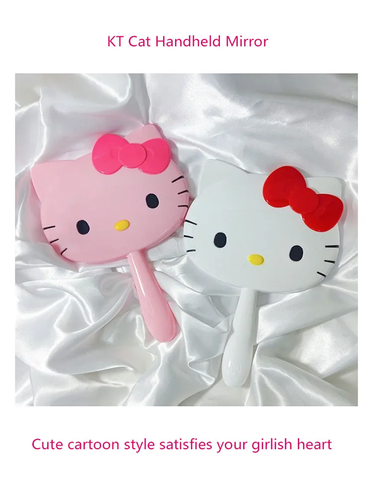 かわいいおもちゃサンリオ猫ヘッド弓ハローキティ手鏡かわいい化粧鏡クリエイティブポータブルミラーガールギフト